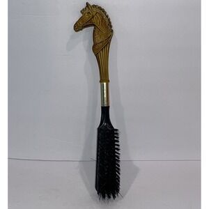 Vintage 1960s Horse Head Shoe Brush Gold Art Deco Clean Polish Equestrian